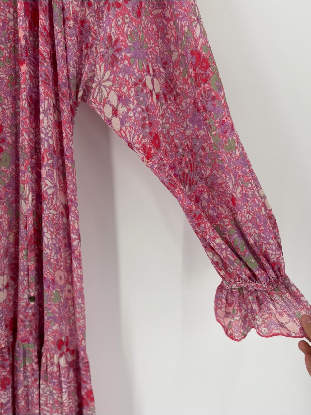 Free People Feeling Groovy Maxi Dress Pink Floral Tiered Flowy M - Picture 3 of 6